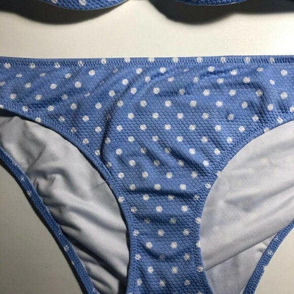 Shade & Shore Blue & White Polka dot Bikini Set Size M #3007-2 - Picture 4 of 5